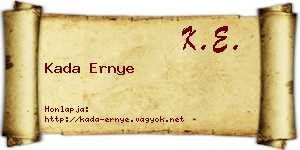 Kada Ernye névjegykártya